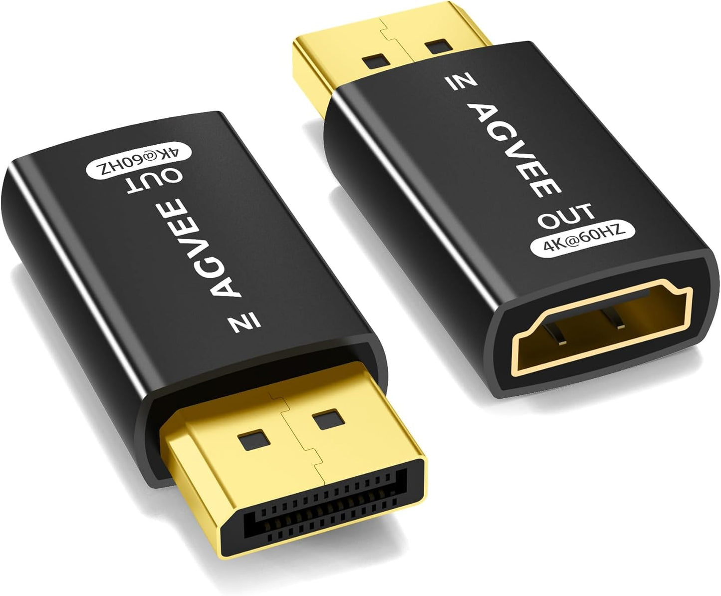 AGVEE 2 Pack 4K@60HZ 4K@30HZ 1080P@120HZ Display Port to HDMI Adapter, Alloy Shell DP Displayport PC to HDMI Display