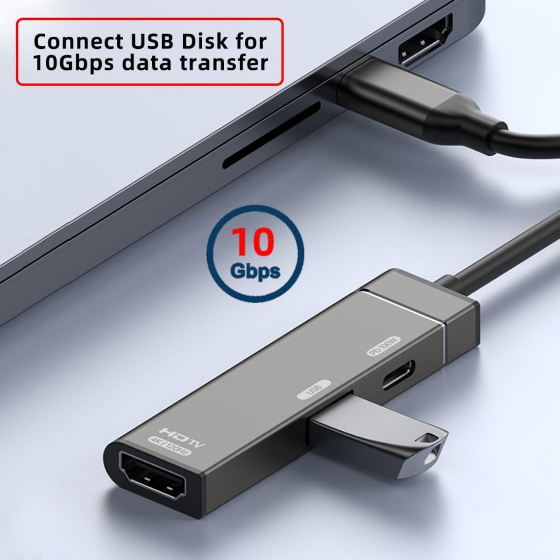chenyang Hub,3 1 4K@120hz/USB 3.0 10Gbps/USB 100W USB C in USB C to HDMI PD Charging Multi-Port Adapter