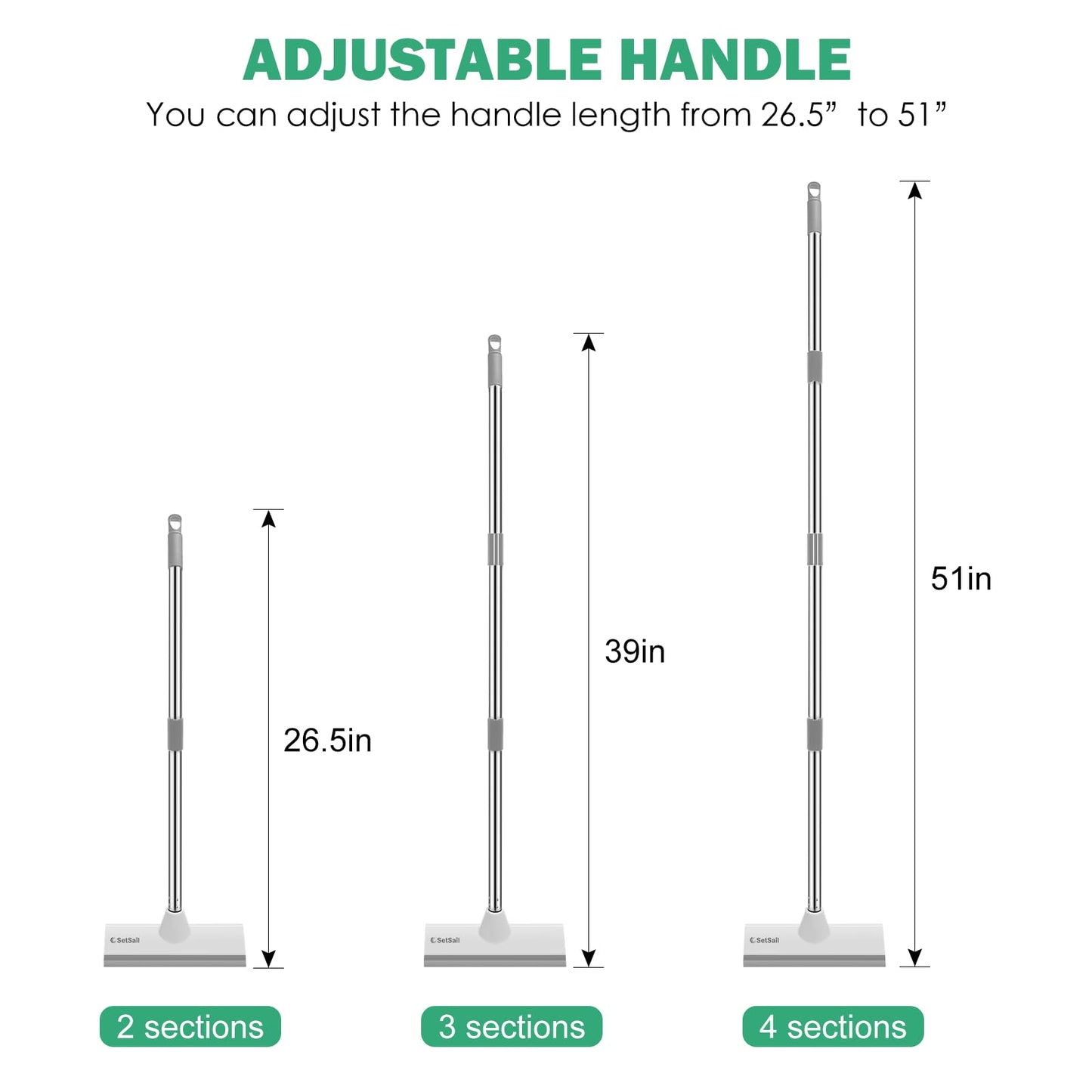 SetSail Floor Scrub Brush with 51-Inch Long Adjustable Handle 2 in 1 Scrape Brush Stiff Bristle Floor Scrubber for Cleaning Shower Bathroom Garage Kitchen Wall Deck Tub Tile