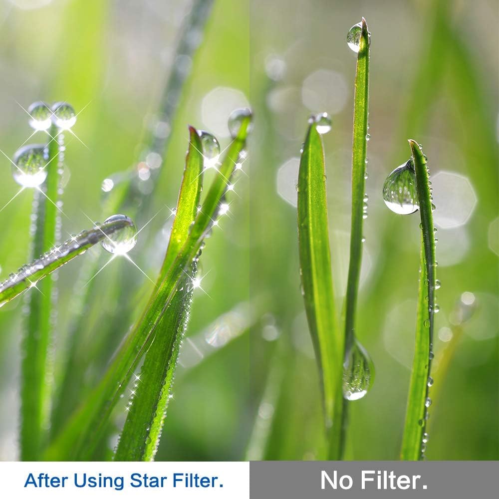 Sedremm 58mm 4 Filter(4 Points,6 Points,8 Points,12 Pinch 4 Star Filter Pieces Starburst Lens Points) with Centre Lens