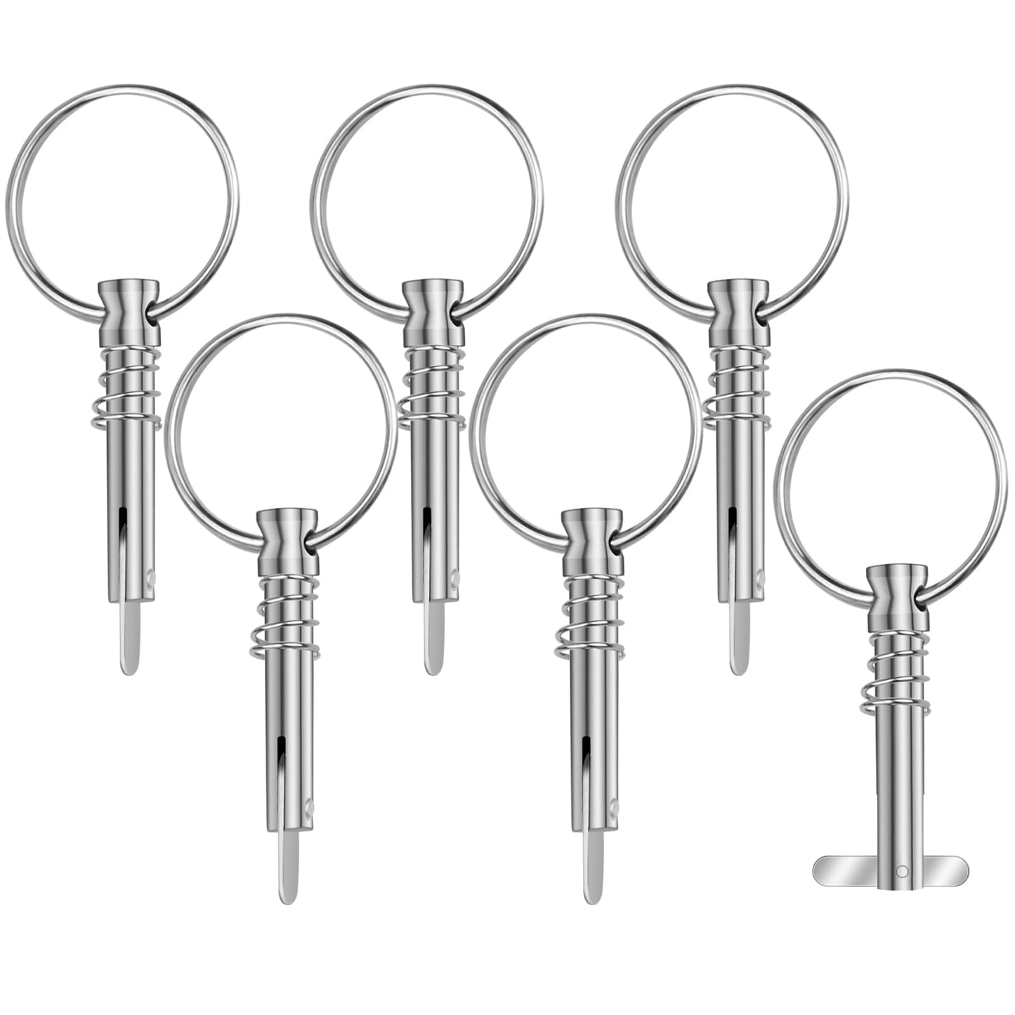 Hysagtek 6 Pcs Bimini Pins 1/4" Diameter Bimini Top Hardware, Quick Release Pin Boat Canopy Pins for Boat Canopy Marine Hardware, 316 Stainless Steel with Pull Ring