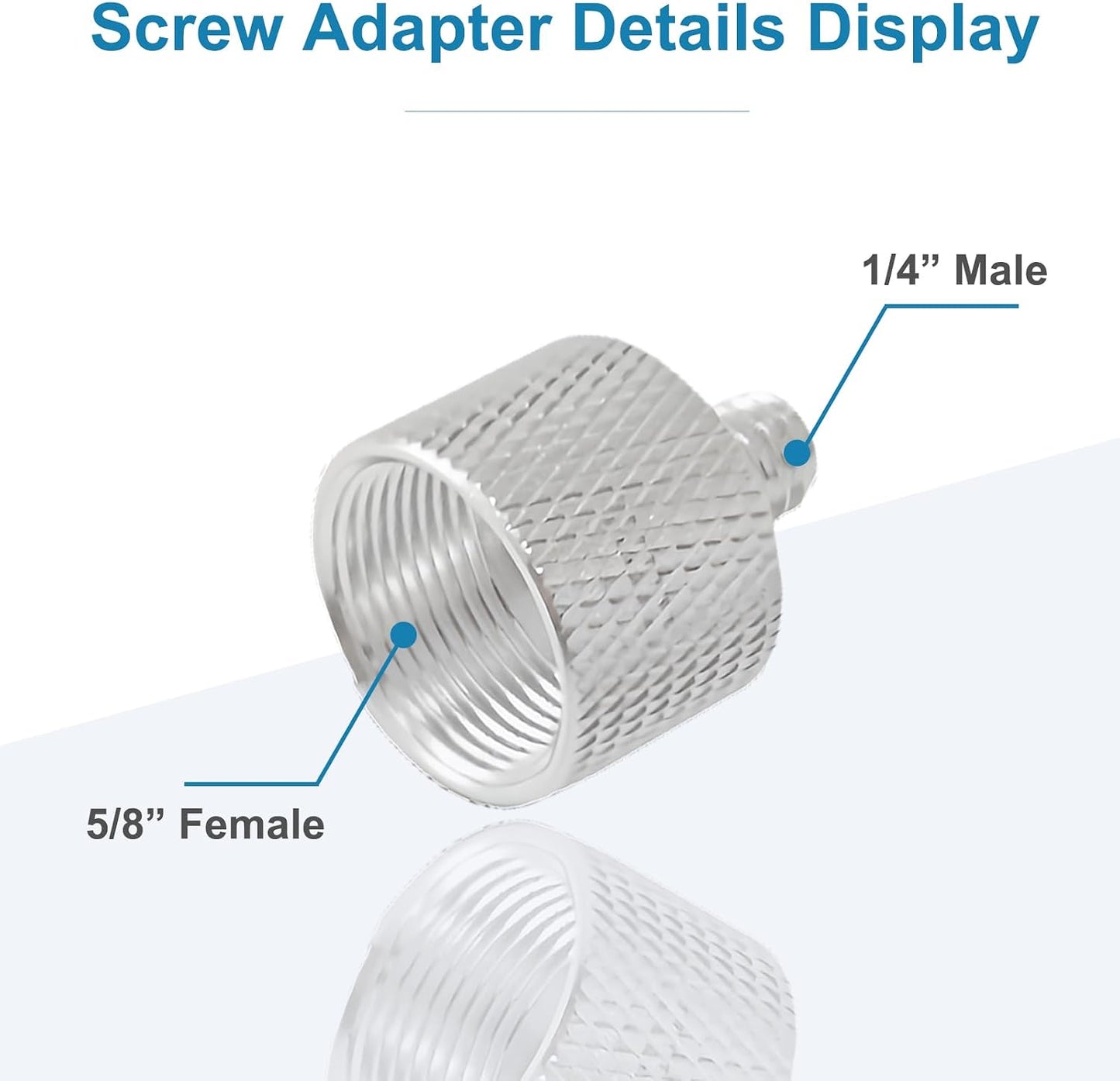 2 Pack 5/8" 1/4" Mic Stand Adapter, Female to Male Screw Thread Adapter for Microphone Stand, Camera Monitor, Tripod