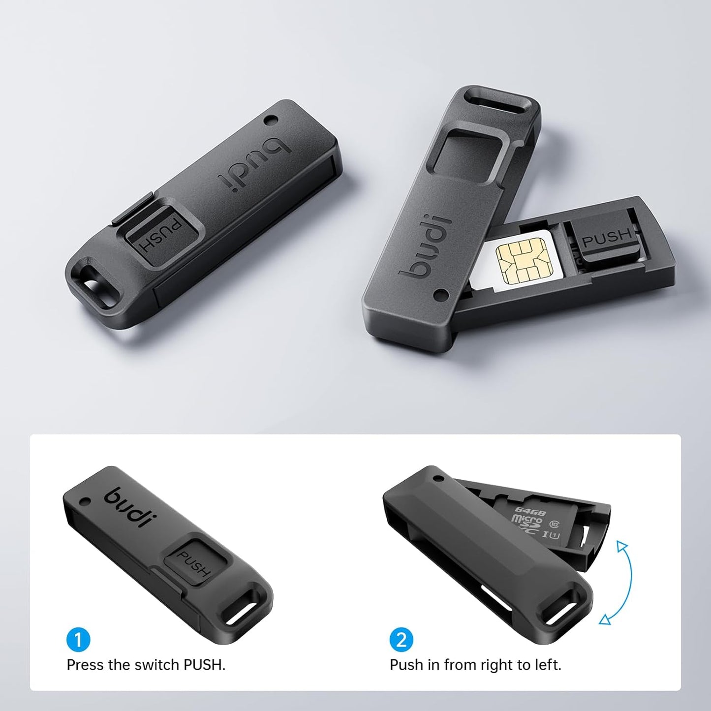 BUDI 9 1 Multifunctional in Data Cable with USB Type-C Card Reader with Sim Card Tray Pin Eject Removal Tool Needle