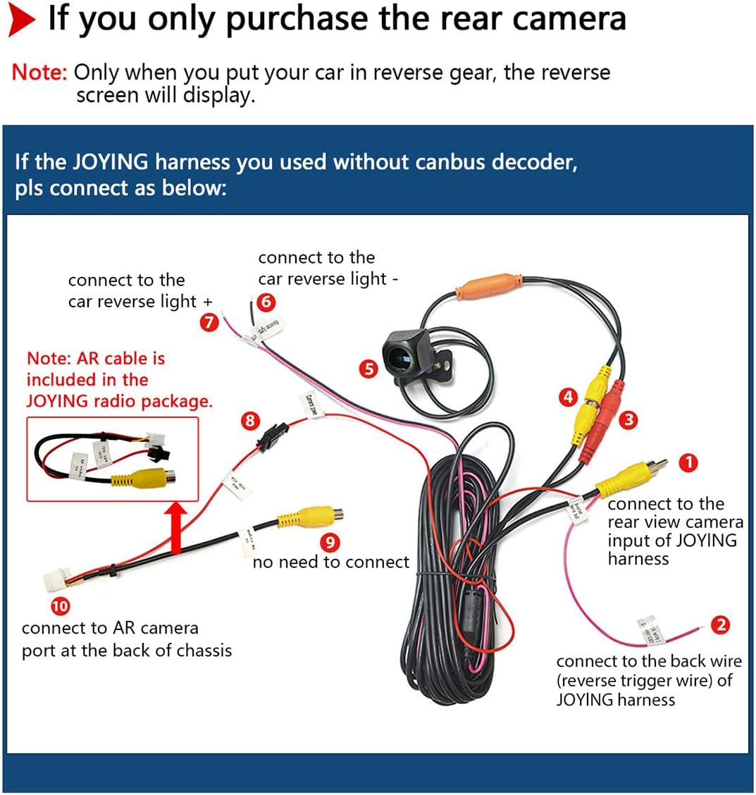 JOYING 1080P 2 125 IP68K Backup Camera Rear Camera for Car Rear View Camera Ultra HD Waterproof Reverse Camera