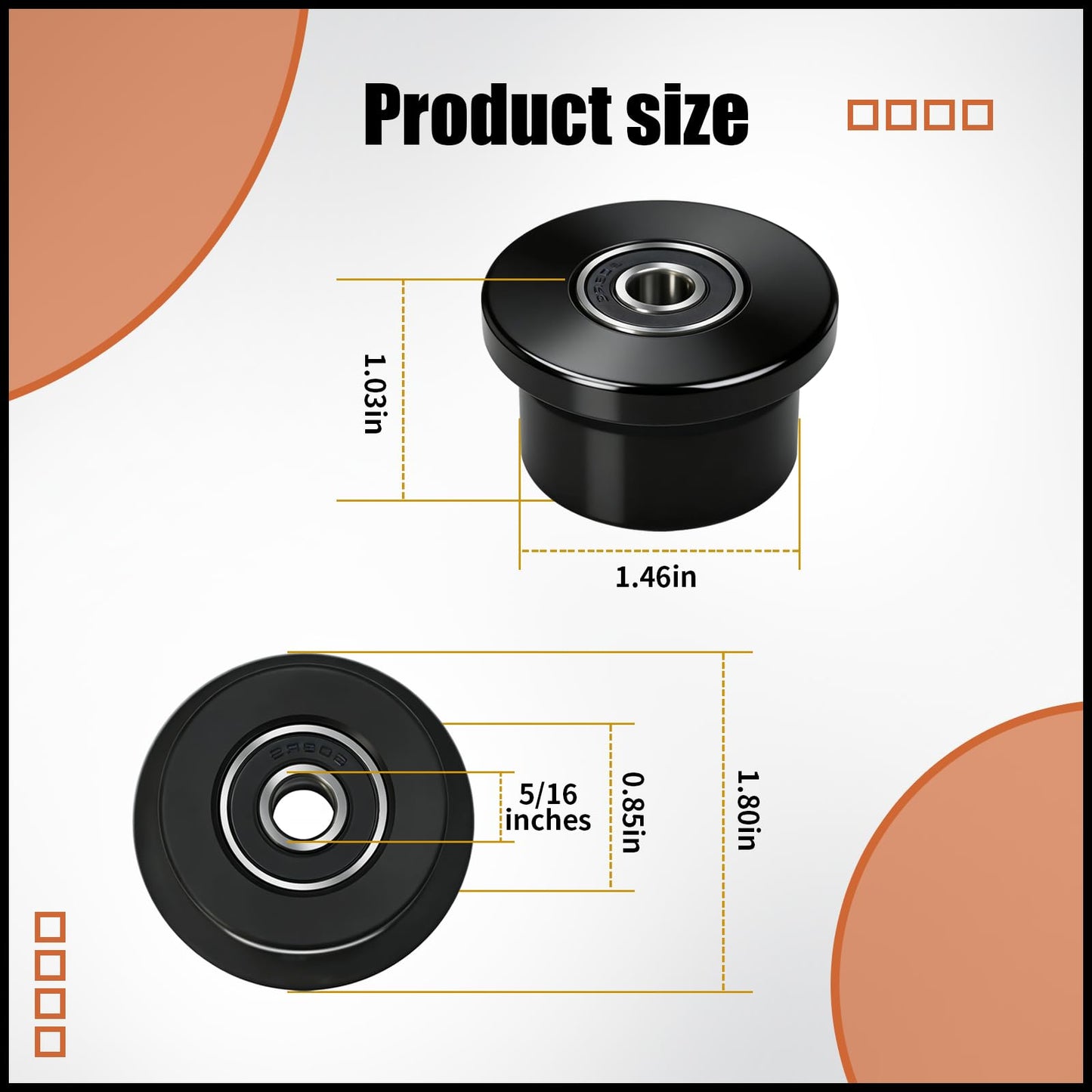Qty.4 Machined Wheels/Rollers Compatible Total Gym Replacement, Fits Models 1000,1100,1400,1500,1600,1700,1800,1900,Achiever,Force,Gold,Max,Platinum,Platinum Plus,Pro,Supra,Supreme,Ultima,Ultra,XLI