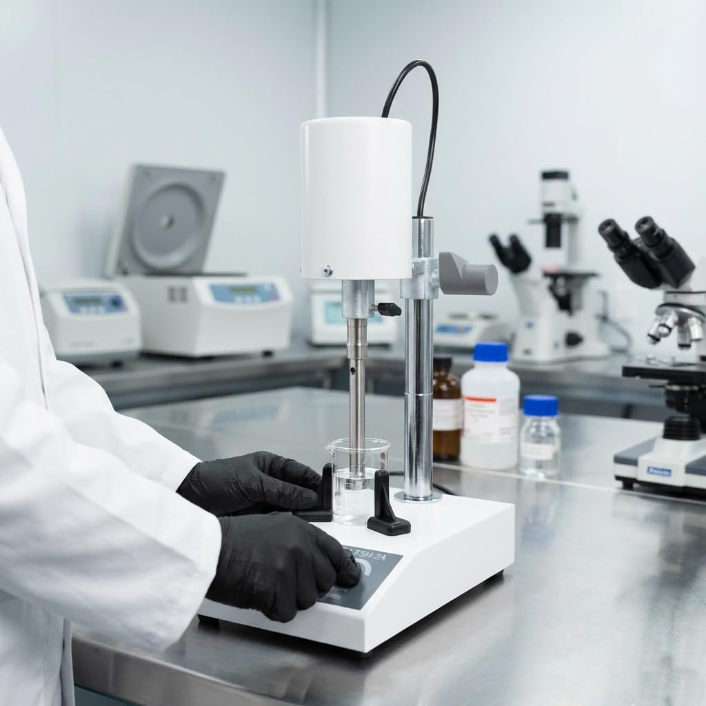 Protytan High Speed Homogenizer, Lab Mixer (2000-20000 RPM), Emulsification & Homogenizing Machine, 20-1200ml Capacity, Max Viscosity 5000mpas, Includes 2 Work Heads for Cosmetics & Food