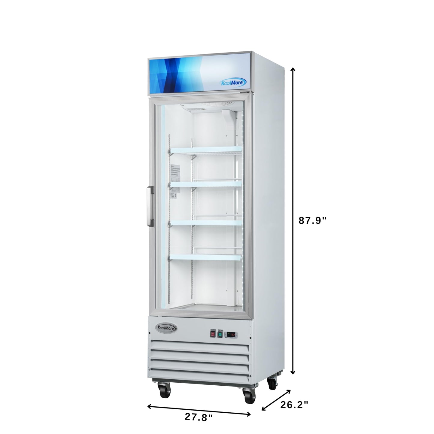 KoolMore 27 in. Commercial One Glass Door Display Upright Freezer Merchandiser in White 13 Cu. Ft. (MDF-1GD-13C-WH)