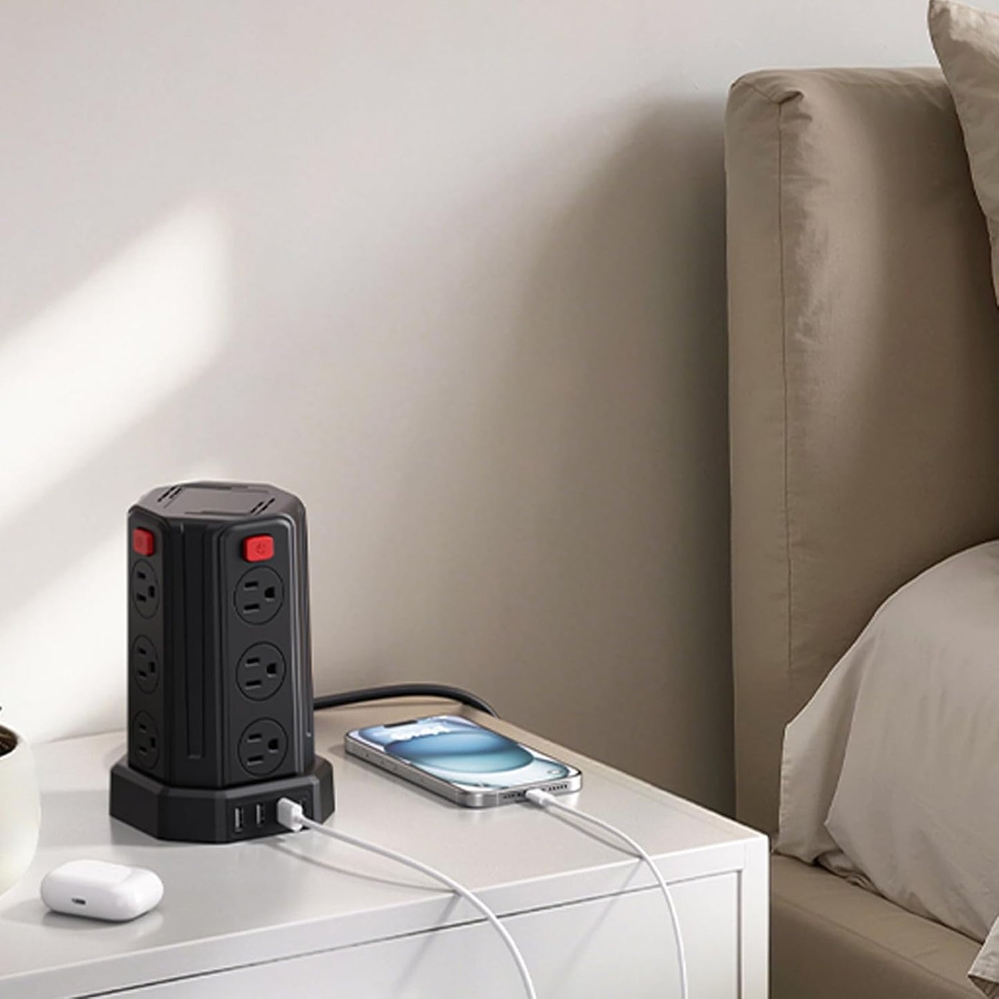 SMALLRT 6.5 12 4 (1 6.5 Power Strip Surge Protector, Ft Extension Cord with AC Multiple Outlets USB USB C), Power Tower