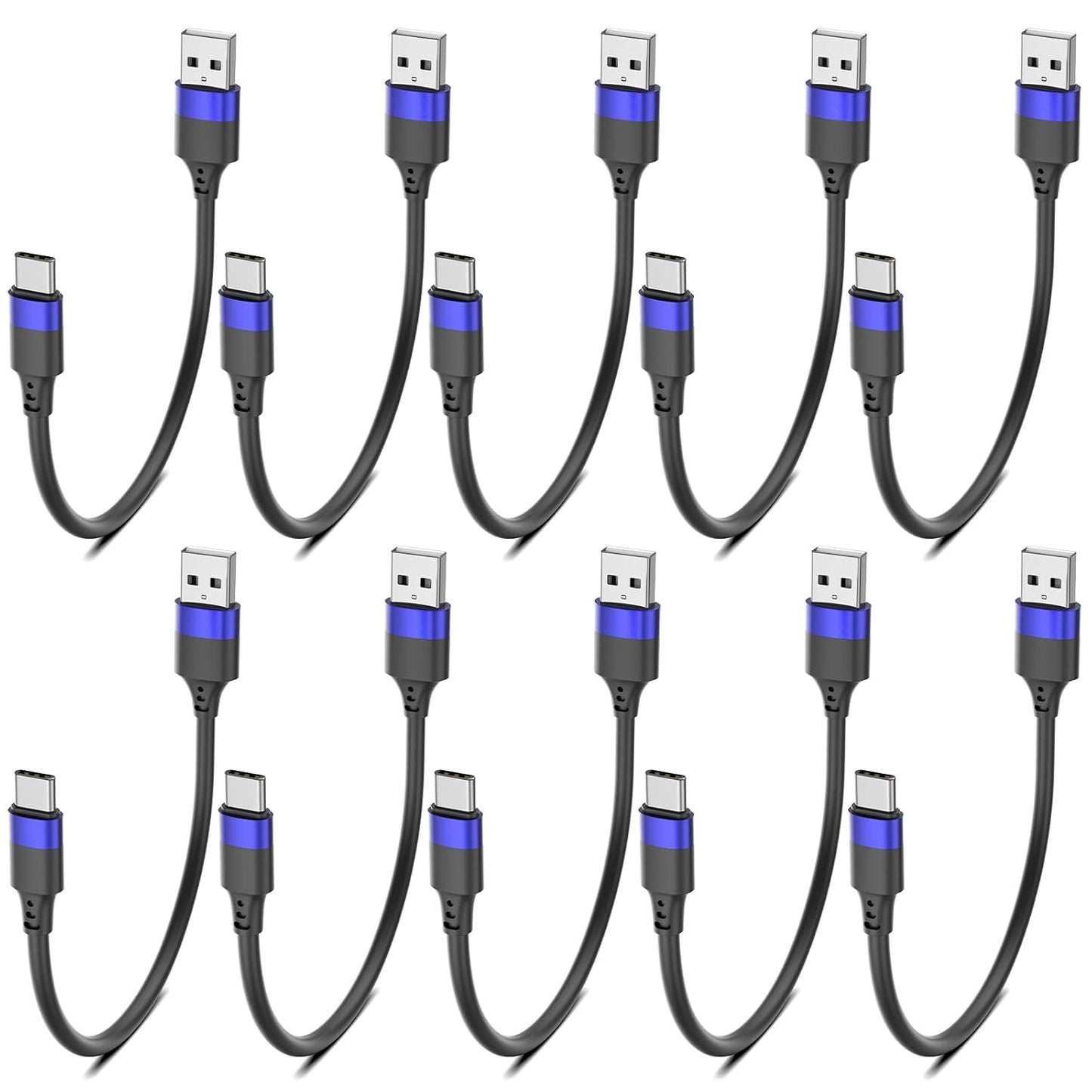 Bkduice 6 inch 10 Pack, Multipack 0.5ft 16 15 S24 S23 S20 S10 S9 20 10 9 Short USB C Cable Bulk Short USB A to USB C