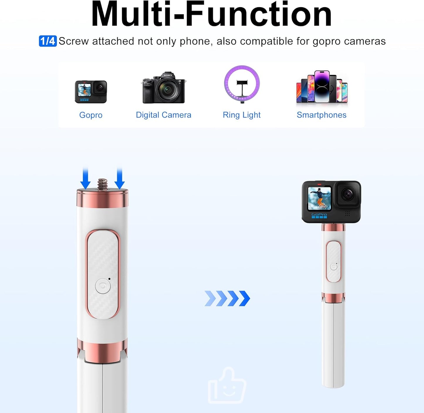 colorlizard 270 CellphoneTripod with Remote, Aluminum Alloy Selfie Stick Tripod, Best Foldable Mini Extendable Tripod