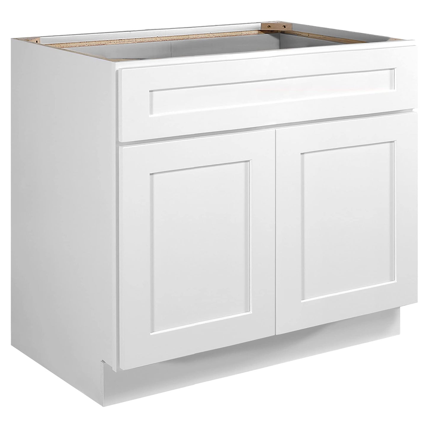 Design House Brookings Shaker Unassembled Sink Base Kitchen Cabinet SB36, 36 W x 24 D x 34.5 H, Painted White, Solid Wood, Design House, 561498