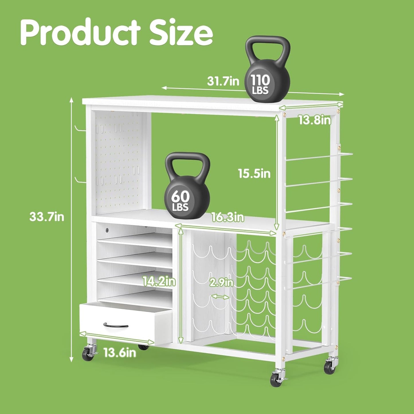 Skiennix Craft Storage Cart - Mobile Organizer with Vinyl Roll Holder & Drawers | Ideal for Studios & Offices