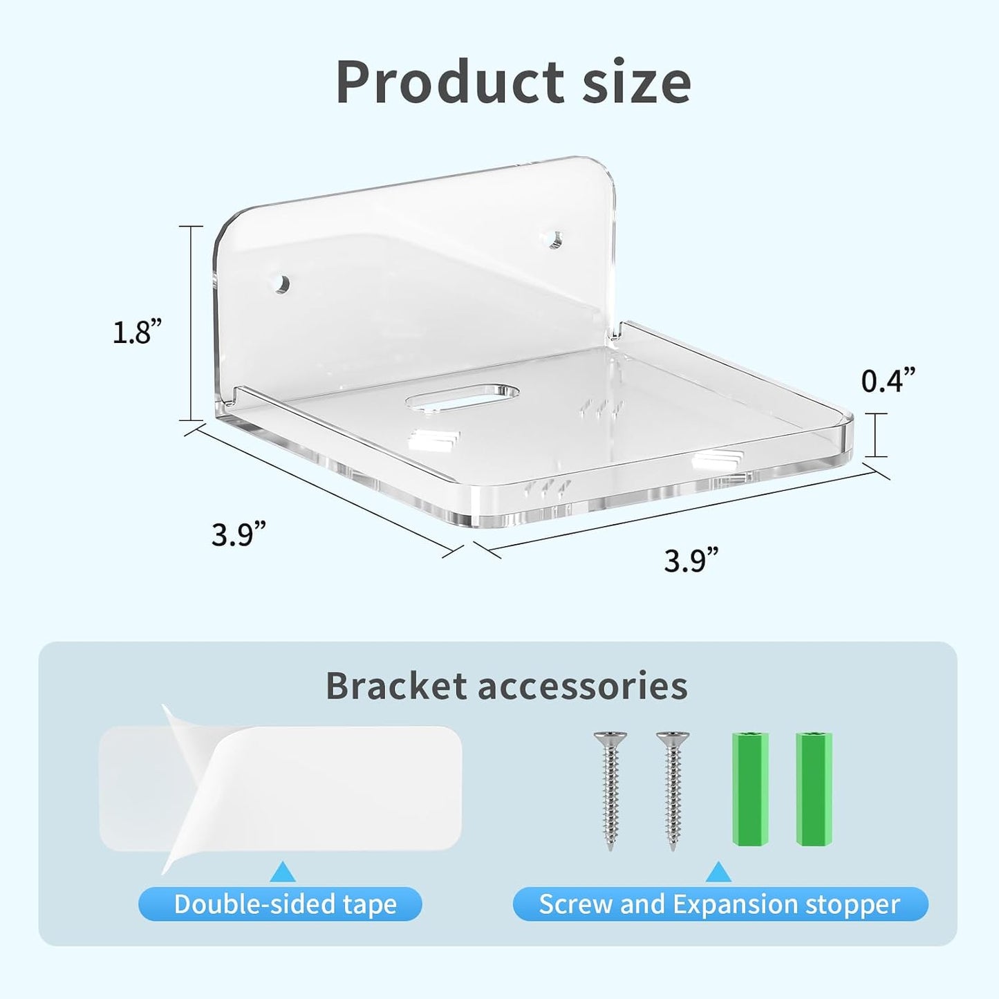 3.9 3.9 1.8 Acrylic Baby Monitor Shelf * * Shelves for Bathroom Wall Mount Shelf for Echo Dot Echo Pop Organizer