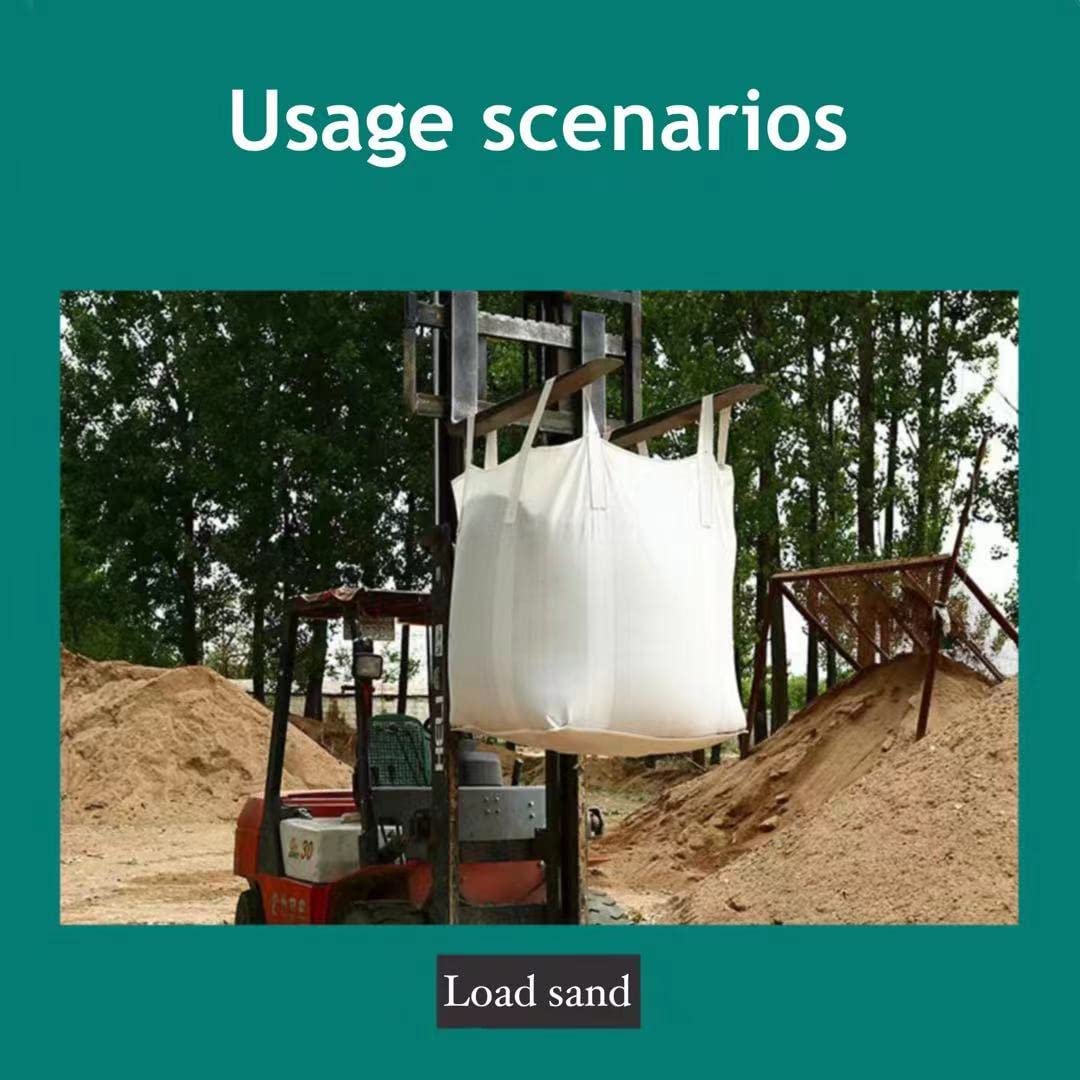 ChenGuang FIBC Bulk Bags, 2-Pack: 1-Ton (2,200-Pound) Heavy-Duty Super Bags, 35“ x 35” x 43" Woven Polypropylene Construction Waste Bags with 4 Lifting Eyelets and Duffle Top for Debris, Gravel,