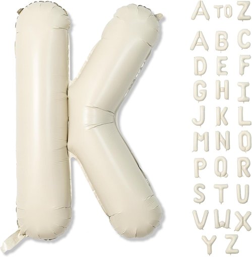 Giant Alphabet K Foil Balloon - Custom Mylar Letter for Birthday Decor | 40 Inch Beige Helium Balloon