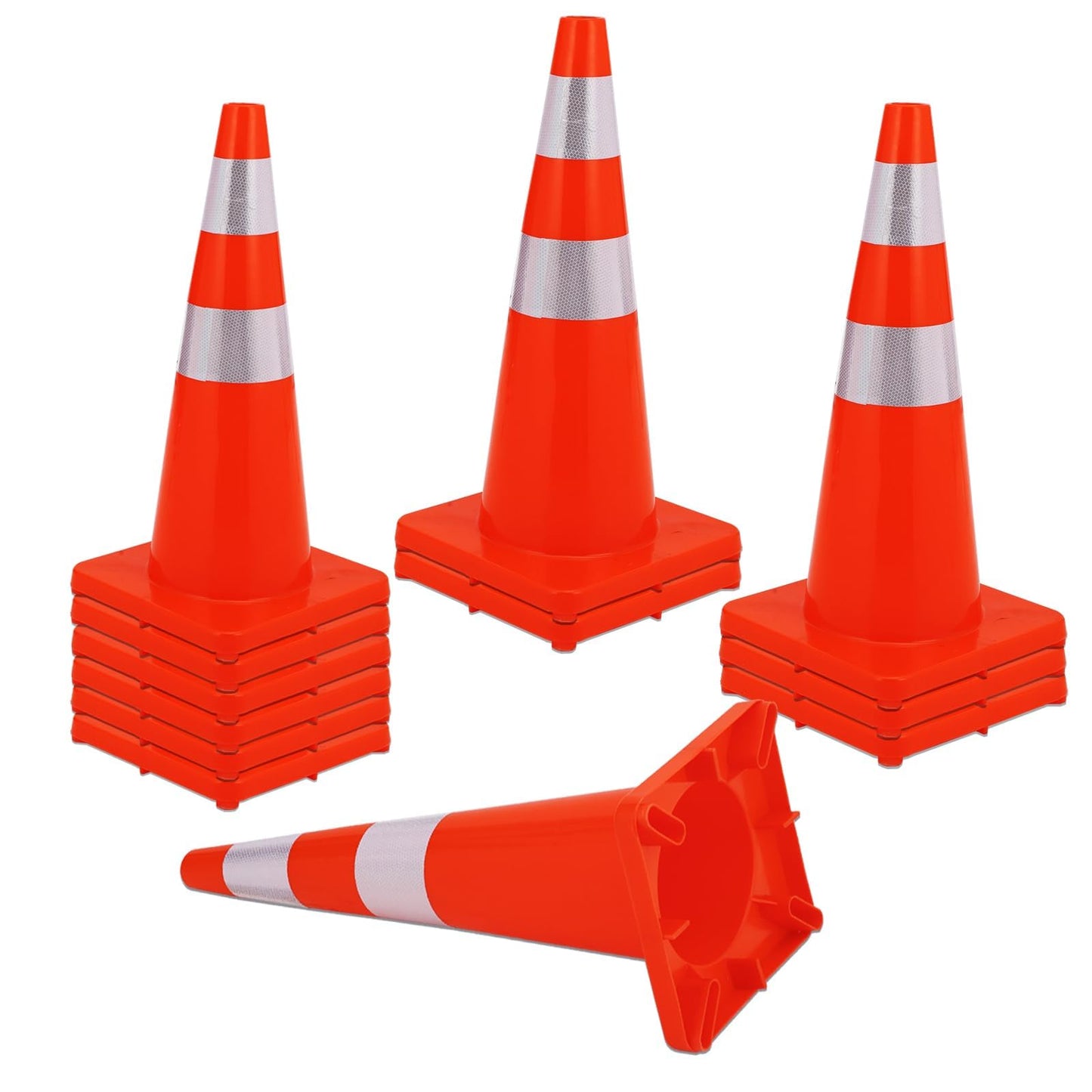Traffic Safety Cones 28 inch 12 Pcs 28", Traffic Cones with Reflective Collars PVC Orange Construction Cones, Road Safety Parking Cones for Home Driveway Road Parking Use