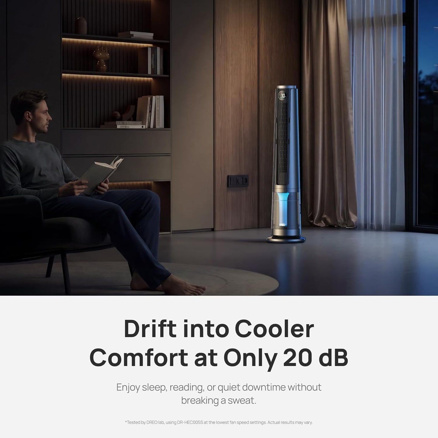 DREO TurboCool Misting Fan 765S, Tower Fans that Blow Cold Air, 10°F Cooling, 34ft/s Fast Standing Fan, 6L Tank, 20 dB Quiet DC Motor, 90° Smart Oscillating Fan with 12 Speeds, 4 Modes for Home, Grey