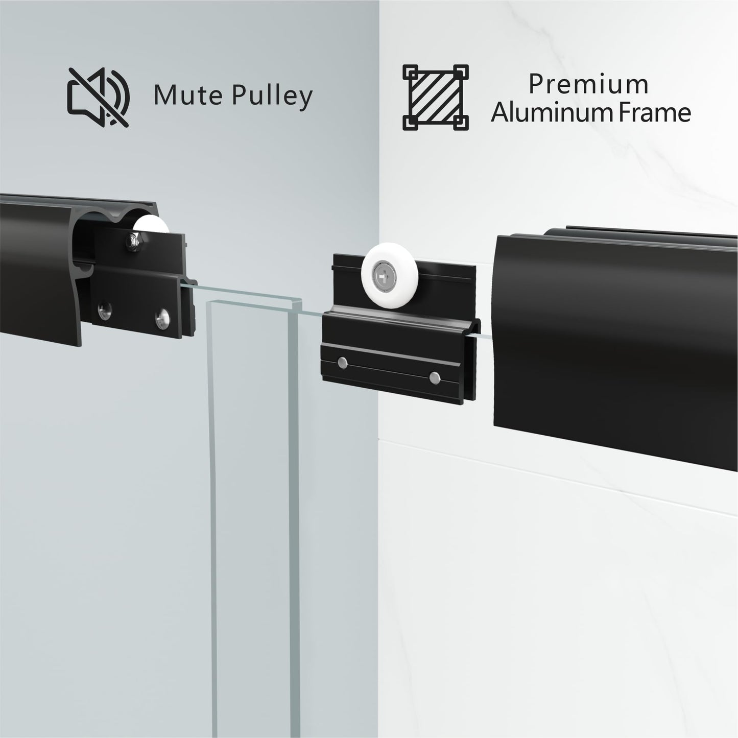 ENSO SENKA 44-48" W x 72" H Semi-Frameless Bypass Sliding Shower Door, Easy-to-Clean Treated Clear Tempered Glass, Matte Black