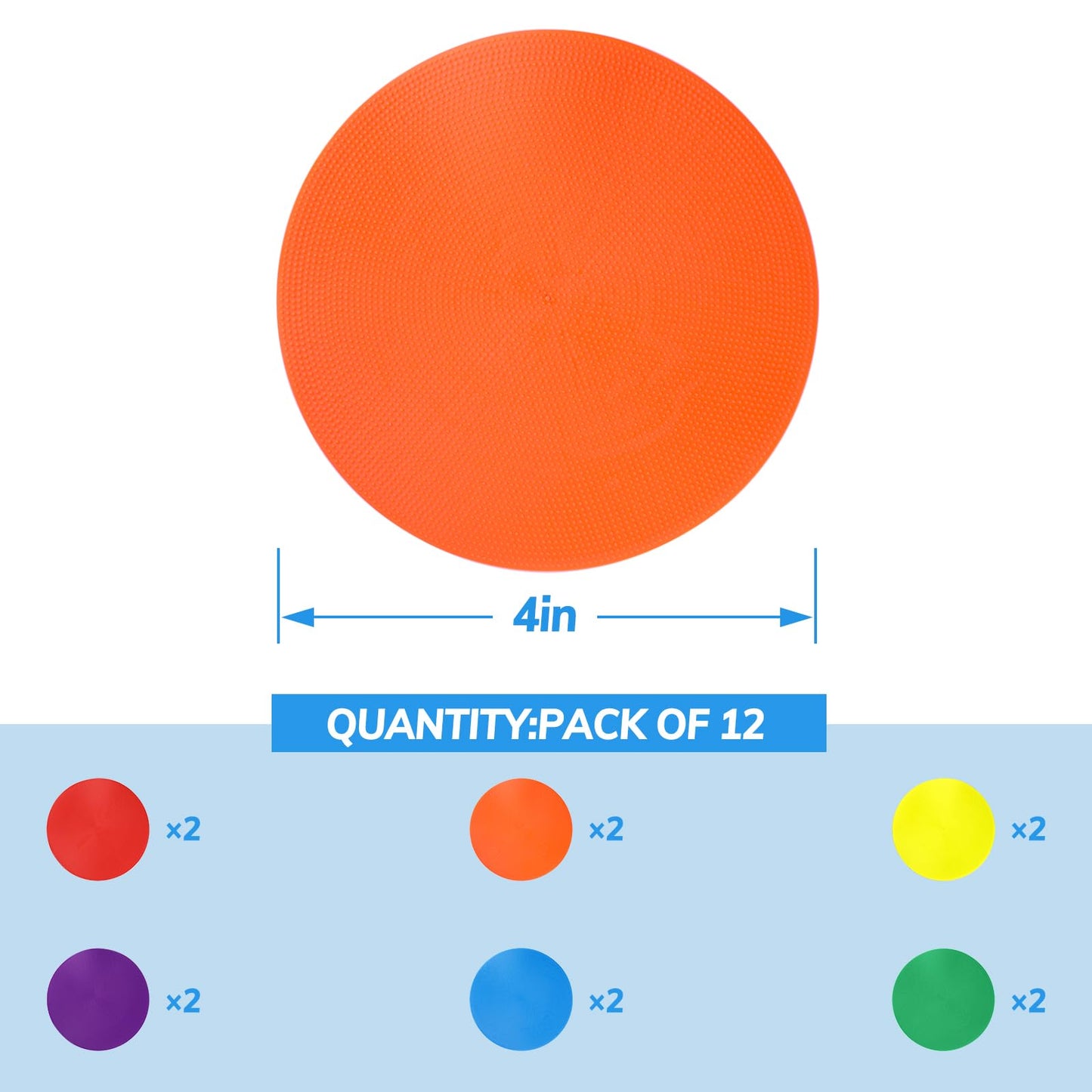 PetalPursuit Poly Spots for Gym Floor, 4", 12 pcs