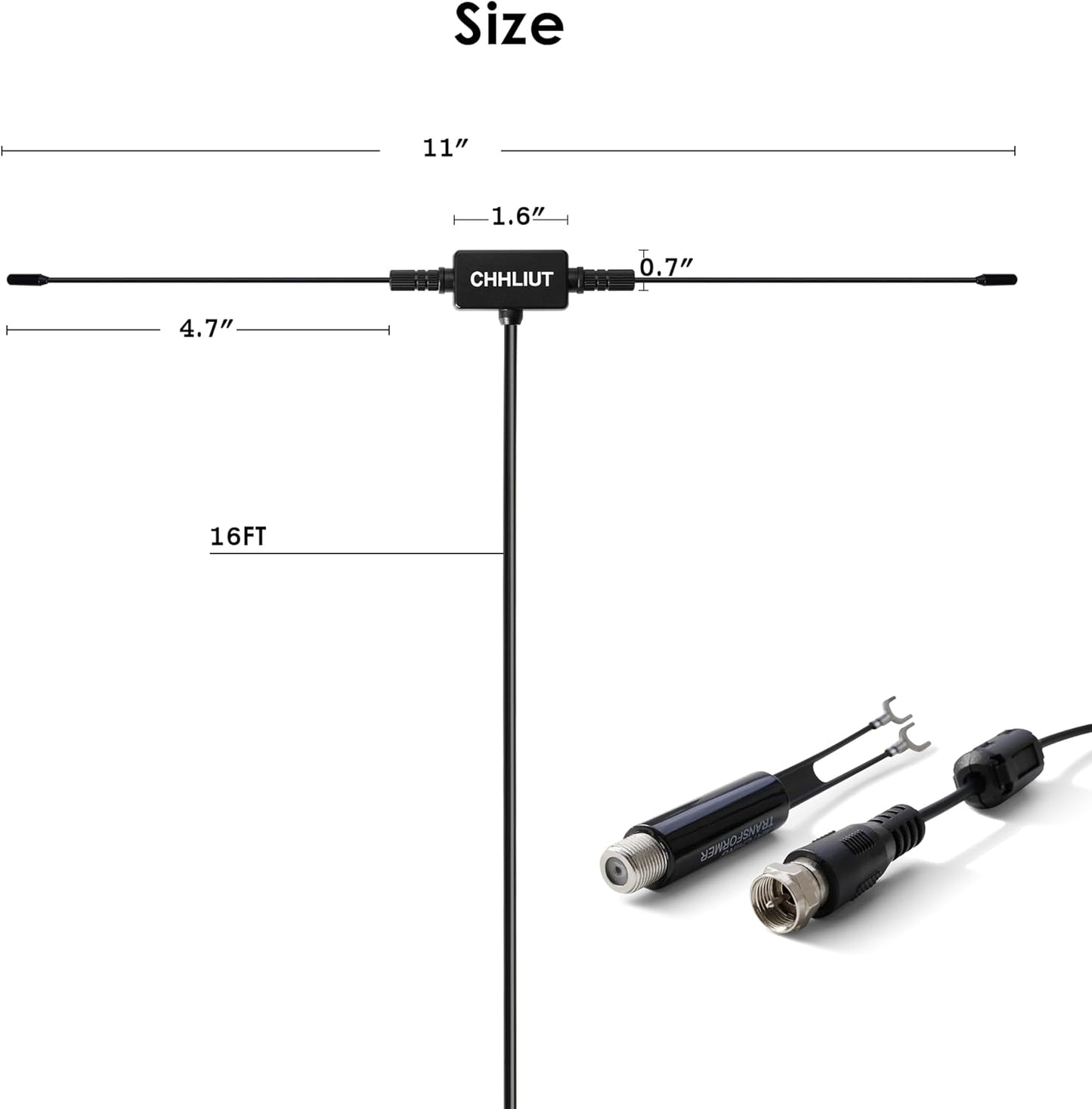CHHLIUT 75 16ft, Universal FM Radio Dipole Antenna, Ohm, Screw F Male Plug for Home AV Audio Stereo Receiver Indoor