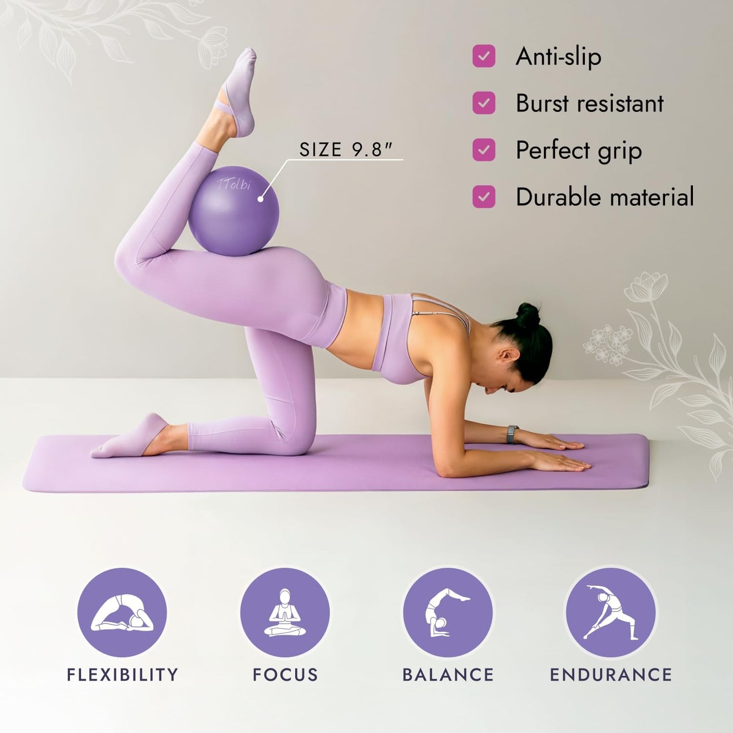 TTolbi Pilates Equipment Kit - Pilates Ring and Ball Set, Home Pilates Workout Kit for Women with Essential Accessories for At Home Workouts to Tone, Strengthen, Balance & Improve Flexibility
