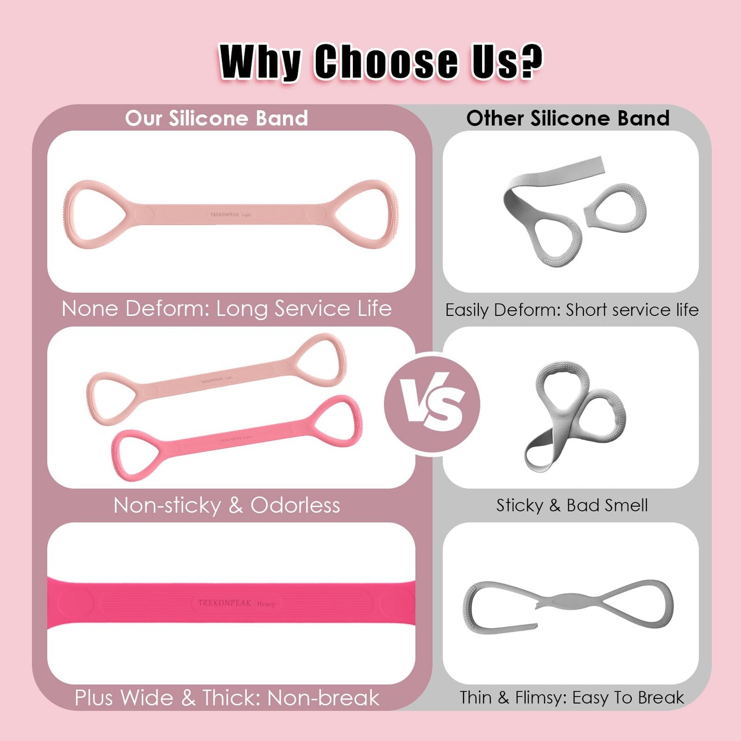 TREKONPEAK Figure 8 Resistance Bands, 3 Packs Upgraded Silicone 8-Shaped Exercise Band for Women Arms Shoulder Back Legs Stretching Pilates Yoga (Extended Version: 15Lb & 25Lb & 35Lb)