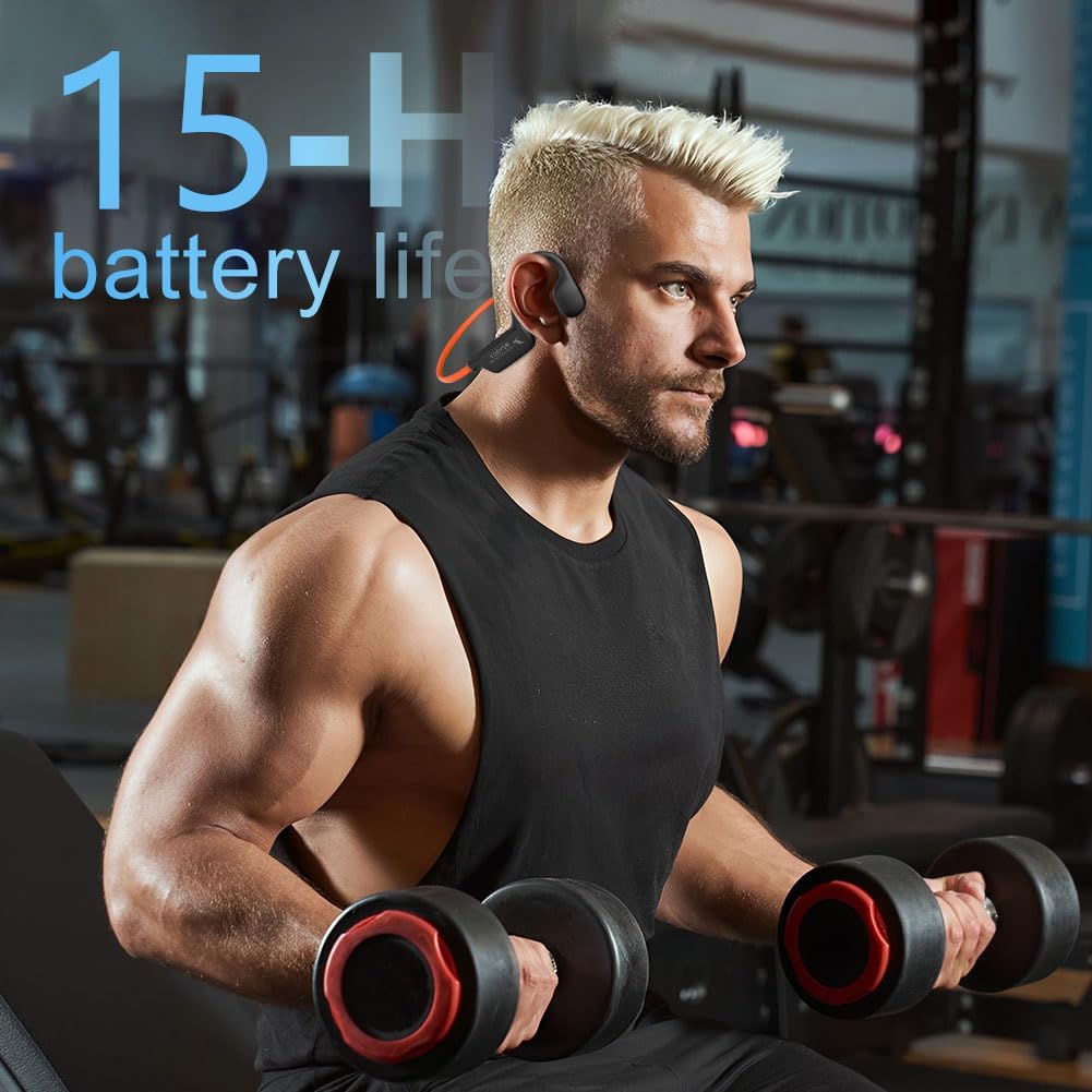 5.4 MicIPX6 Headset15H Bone Conduction Headphones,Open Ear Wireless Bluetooth Headphones with Waterproof Sport