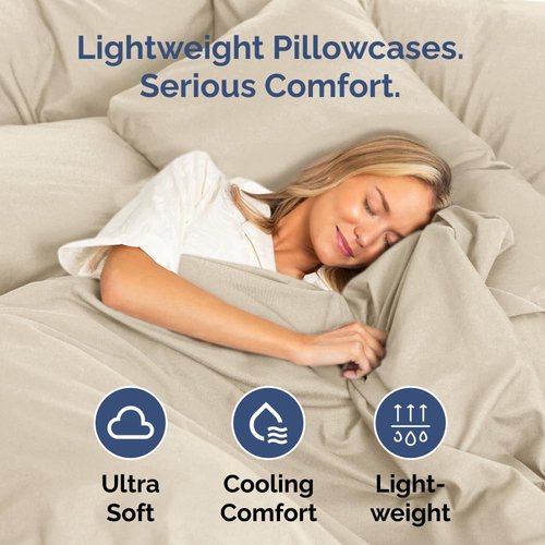 King Standard Pillow Cases - Ultra-Soft Hotel Quality Covers | Fade-Resistant & Wrinkle-Free | 2-Piece Set in Wheat