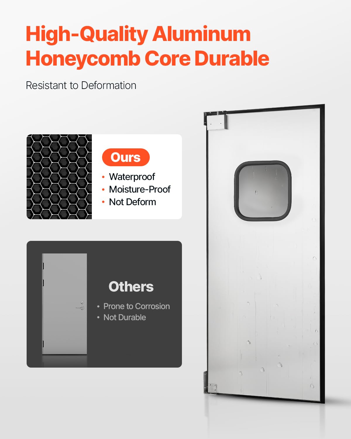 VEVOR Traffic Swing Door, Single Panel Fits Door Opening 36" W x 84" H, Stainless Steel Commercial Swinging Doors with Hardware & Accessories, Ideal for Residential Use, Durable & Easy to Install