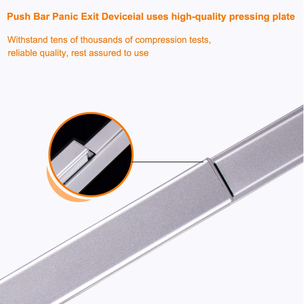 COOLOUS Door Push Bar Panic Exit Device with Exterior Lever Emergency Lock Stainless Steel Commercial Emergency Panic Exit Bar Handle Hardware for Metal Wood Door