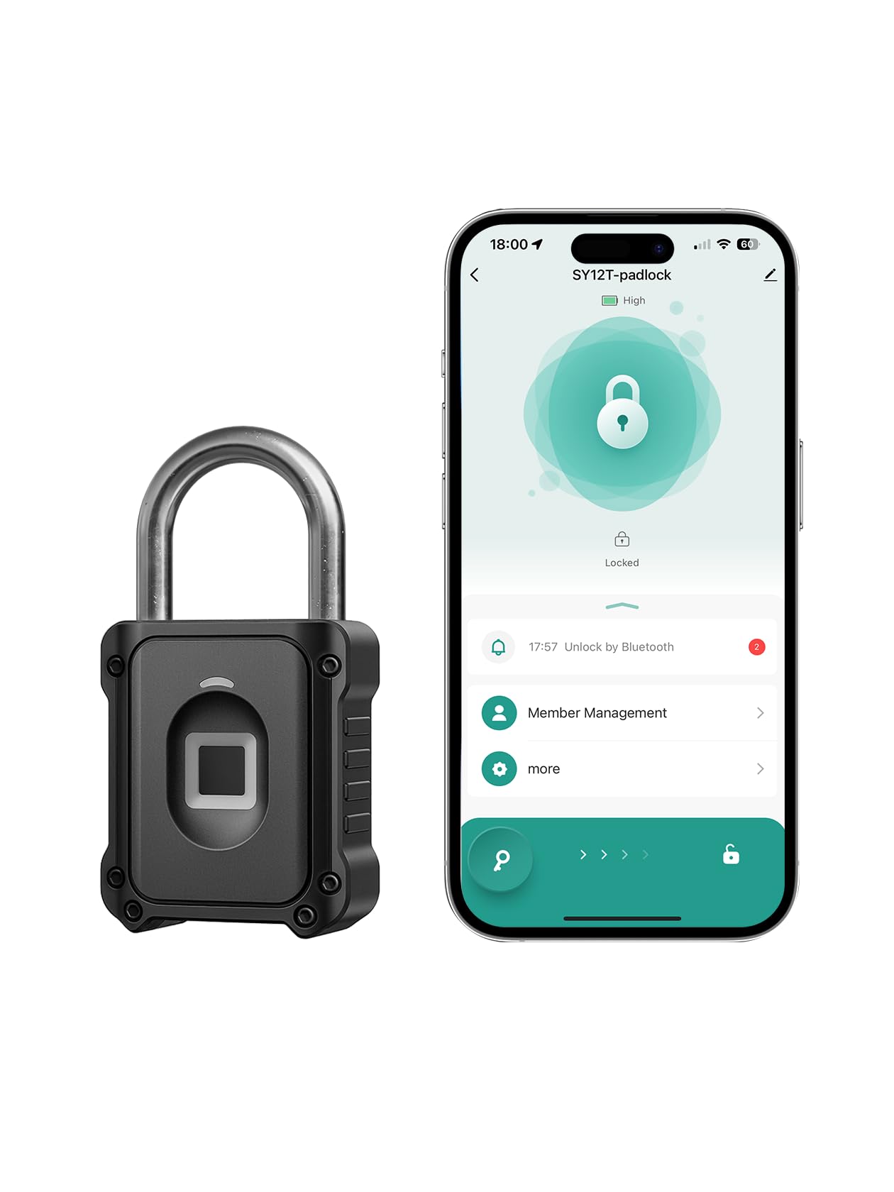 NexusLab Fingerprint Padlock, Smart Biometric Locker Lock with Bluetooth TUYA App Control, IP67 Waterproof Gym Lock, Keyless Combination Lock Alternative for School Locker, Sports & Outdoor Gates