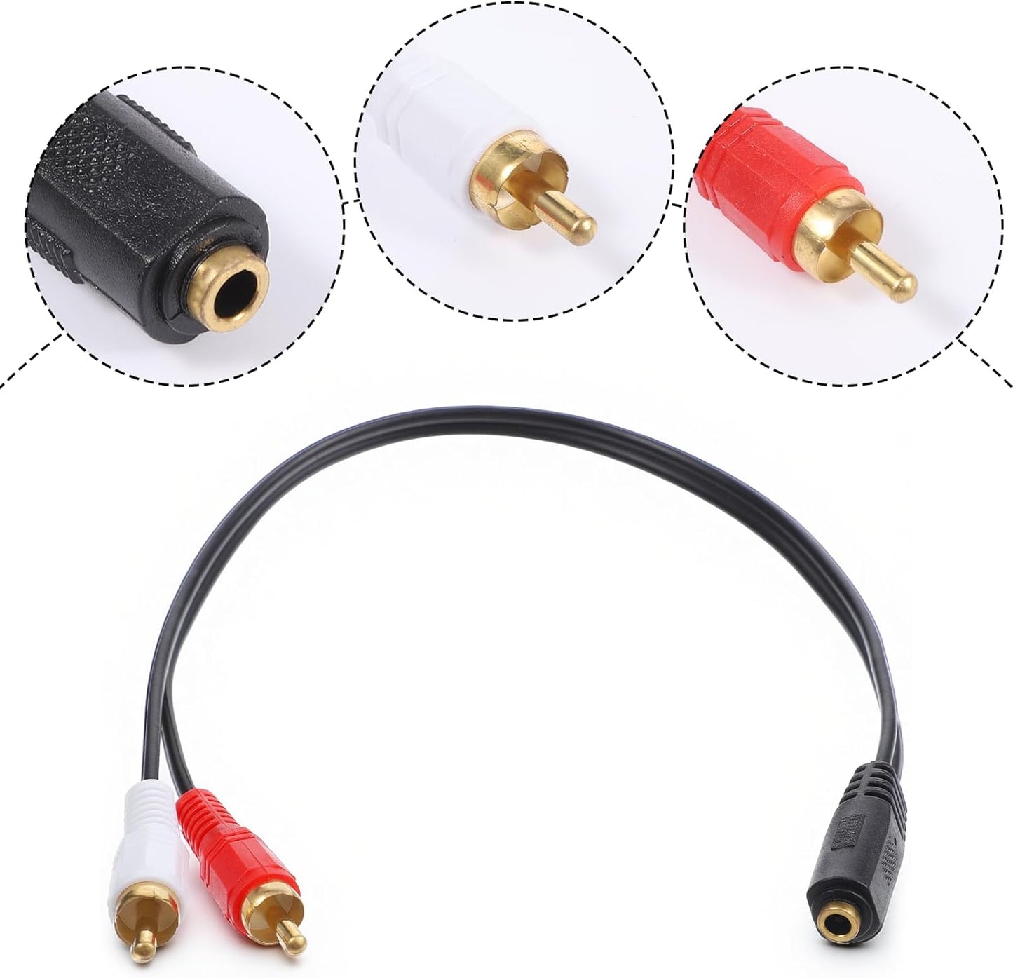Jxiwfvl 1/4 1/4 6.35mm (37cm/14.6inch) RCA to Female, RCA to Adapter Cable, Headphone Jack Female for Headphones