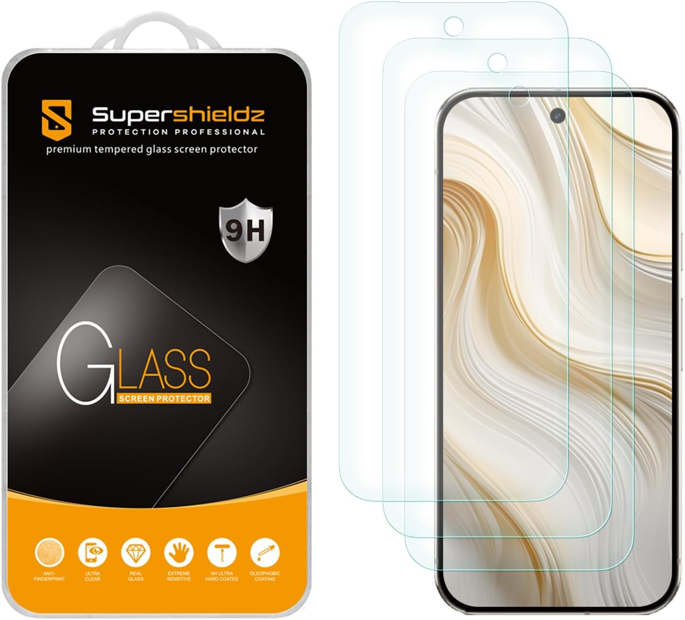 (3 Pack) 9a Supershieldz Designed for Google Pixel Tempered Glass Screen Protector, Anti Scratch, Bubble Free