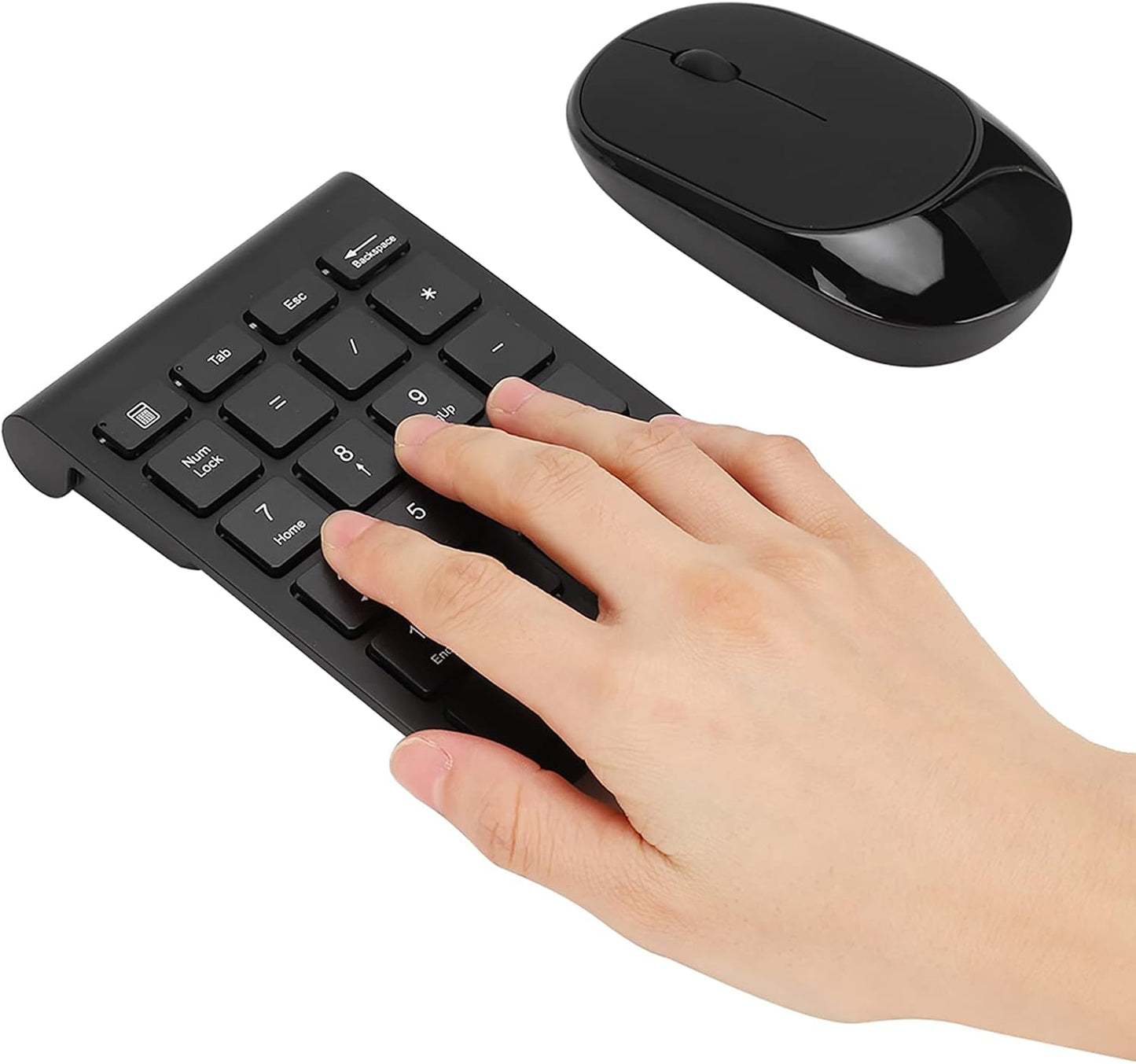 LICAEVEY 2.4G 22-Key Set Wireless Number Pad and Mouse Combo, Portable Ultra Slim USB Wireless Numeric Keypad and Mouse