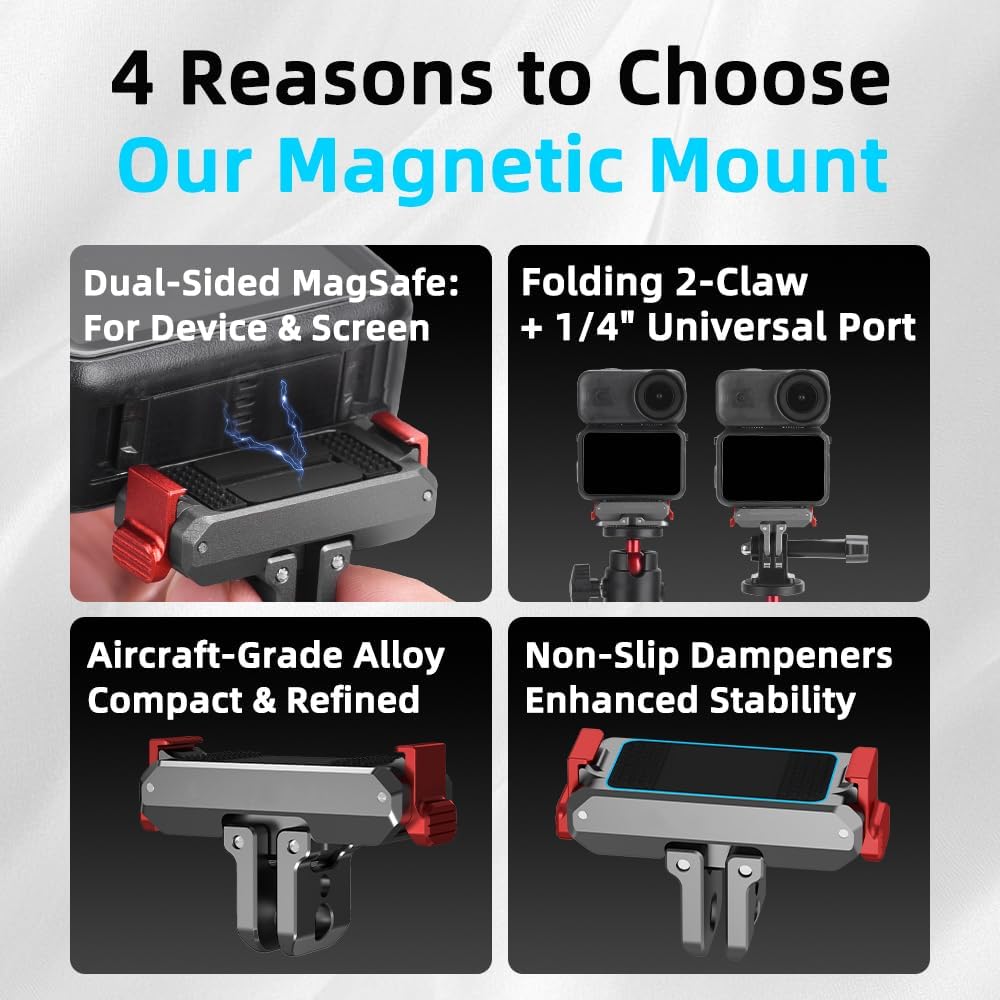 DFTIM 6 1/4" Action Adapter Mount, Aluminum Alloy Quick Release Magnetic for DJI Osmo Nano, Foldable Magnetic Expansion