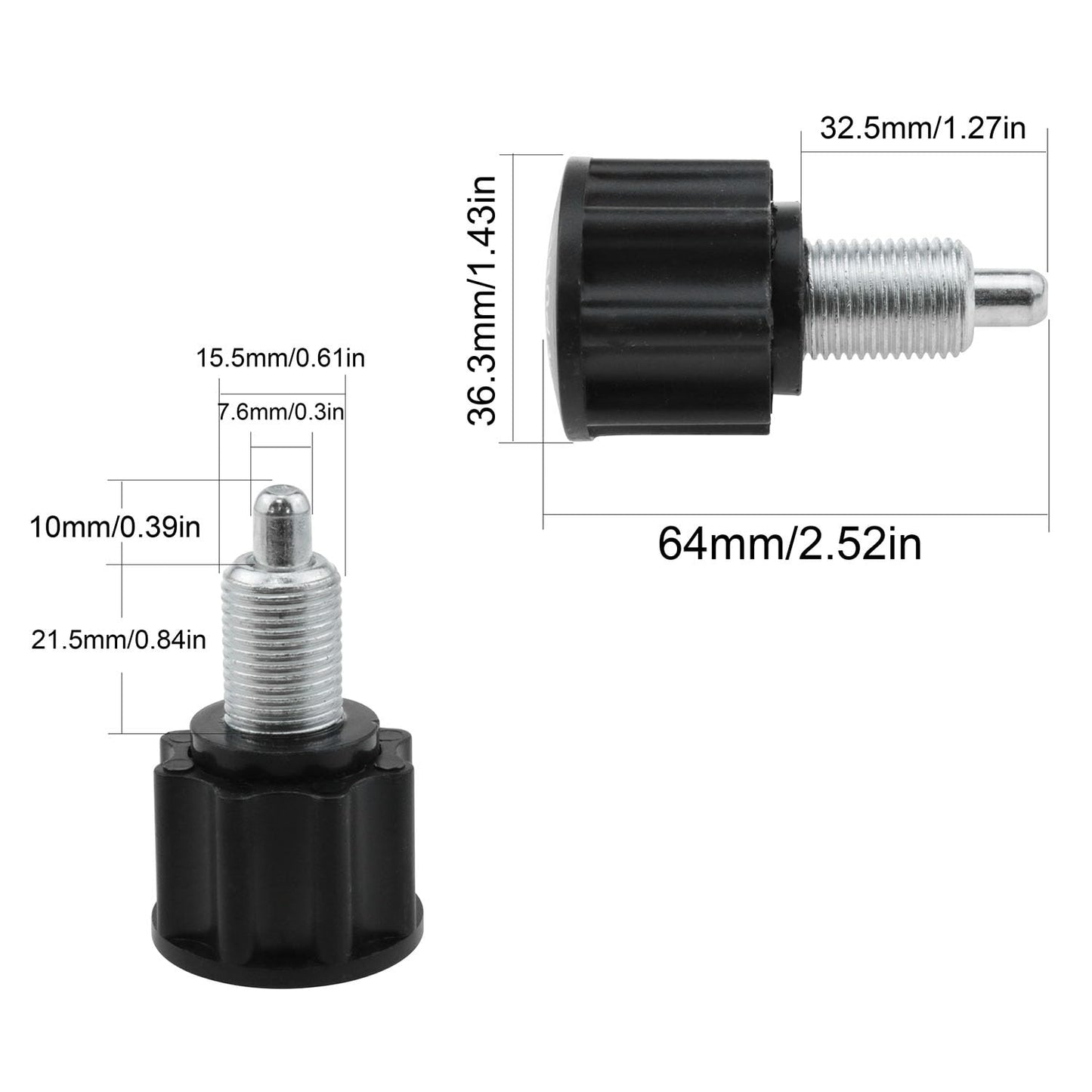 Zangc M18 pop-Out pin knob Pull pin Spring knob for Exercise Equipment Bicycle Equipment Exercise Bike Replacement Parts Black 2PCS (M16)