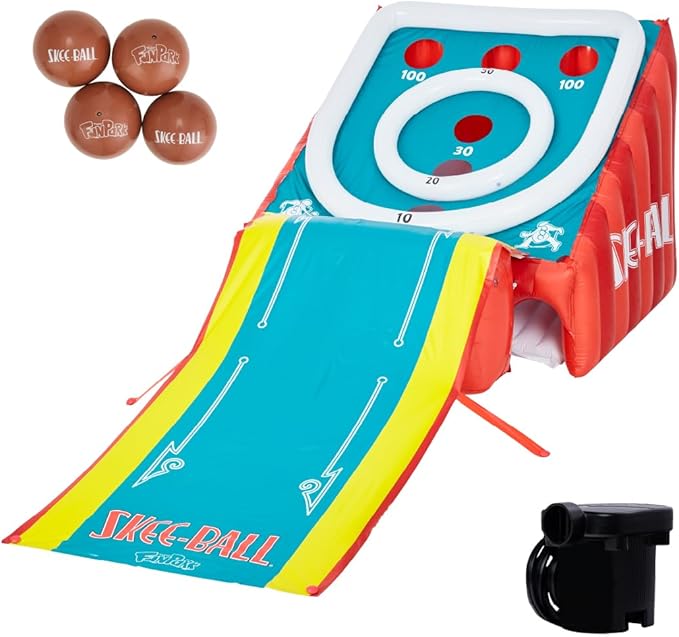 Flybar FunPark Giant Inflatable Skee-Ball Game – 11 Ft Long w/ 4 Balls & Electric Air Pump – Indoor & Outdoor Arcade Toy for Kids, Adults & Family – Fun Party Play for Home, Backyard, Events