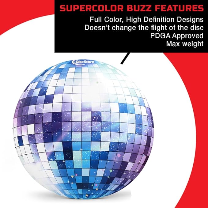 Discraft ESP Buzzz Supercolor Midrange Disc Golf Disc - Custom Design Discraft Discs - Straight Flying and Great for All Skill Levels - Free Mini Marker Included