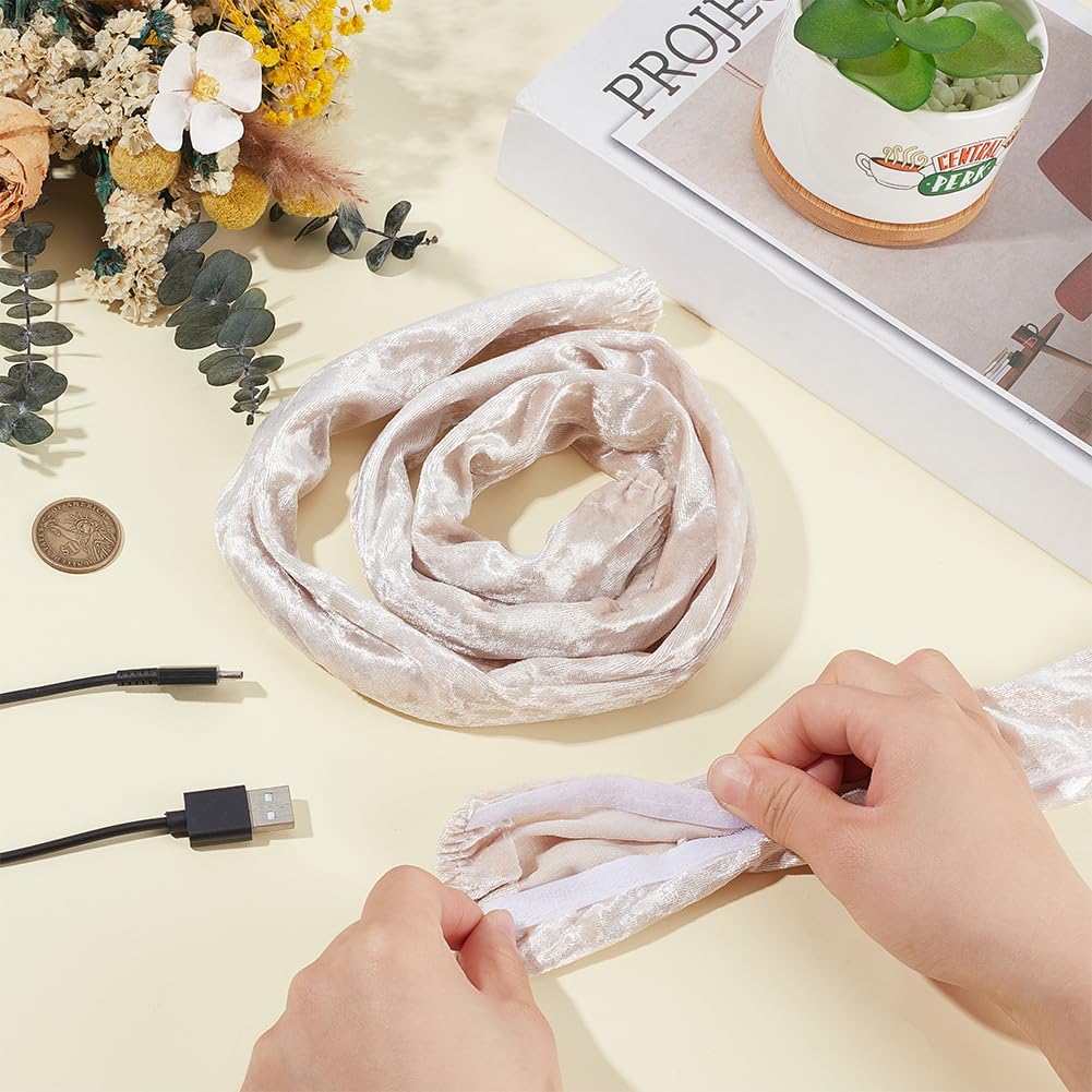 2PCS 39inch BENECREAT Chandelier Chain Cover, Fabric Cord Cover, Velvet Cloth Chain Sleeve for Electric Wire Lamp