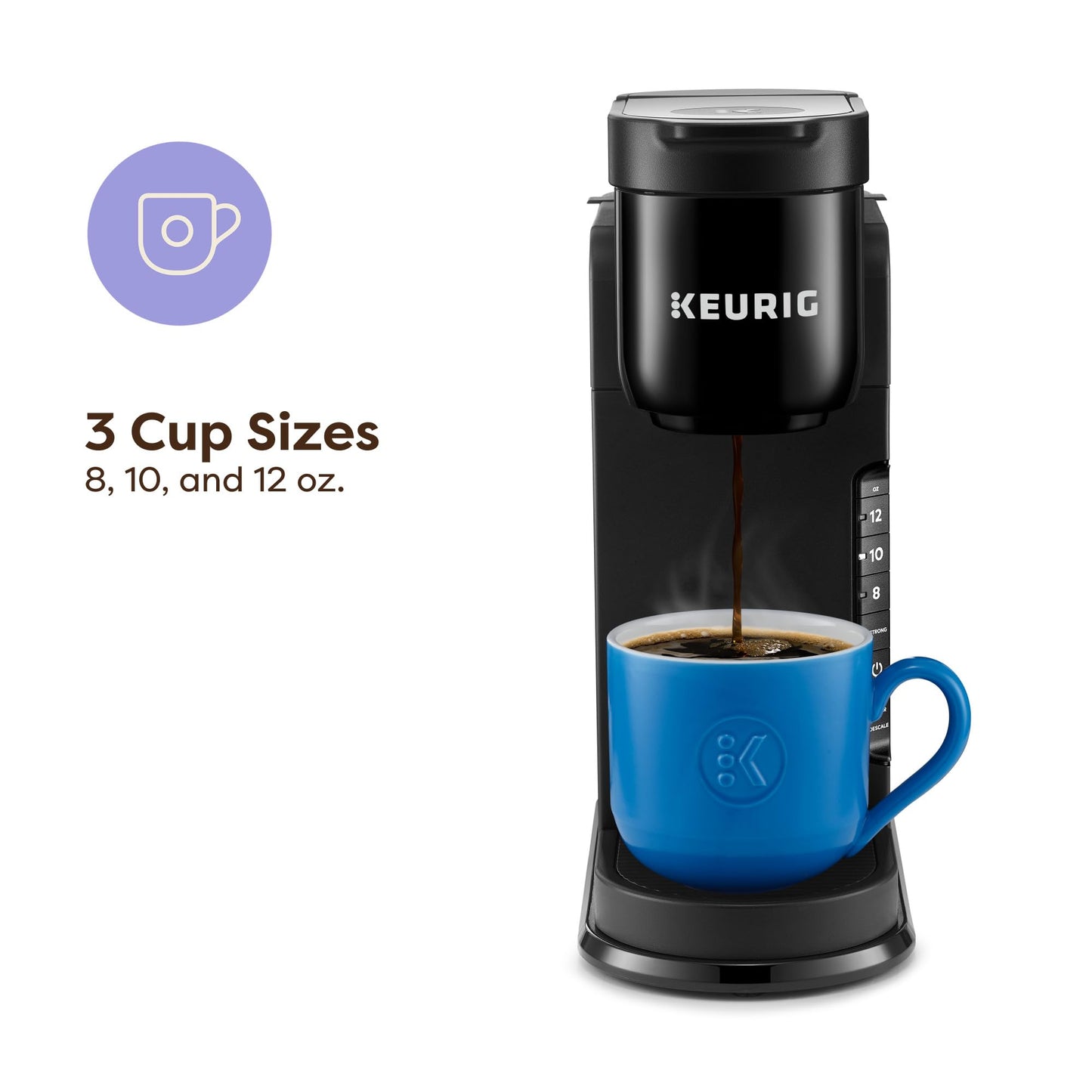 Keurig K-Express Single Serve K-Cup Pod Coffee Maker, 3 Brew Sizes, Strong Button Feature, 42oz Removable Reservoir, Black