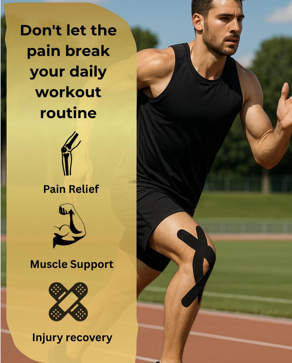 TalentMustPrime Pro Kinesiology Tape – 1 Roll, Uncut 2" x 16.4ft Roll, Waterproof & Breathable, Latex-Free Sports Tape with Strong Adhesive – Pain Relief & Recovery for Knee, Shoulder, Back