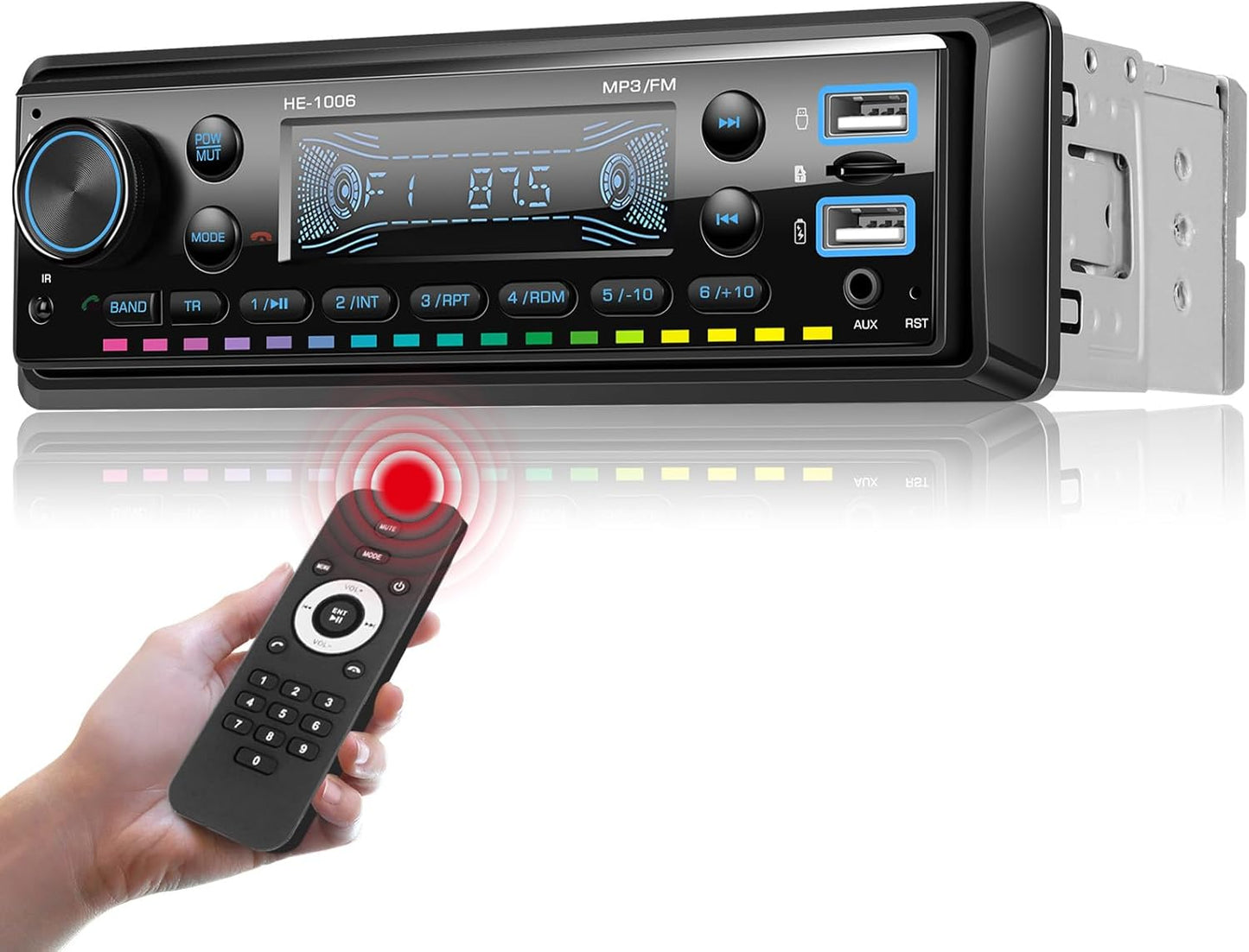 AMprime MP3 Single Din Car Stereo Radio Hands-Free Bluetooth,Car Audio Receivers with Digital LCD Display FM Car Radio