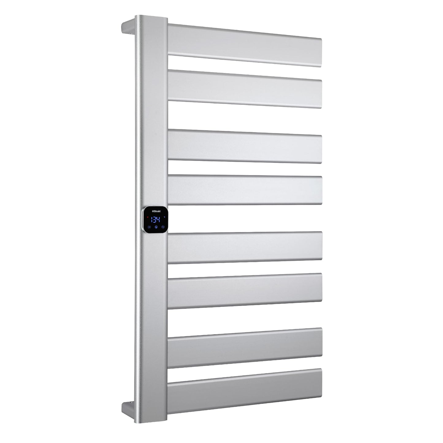 HSTRUKT Large Towel Warmer, Heated Towel Rack with Built-in Timer and Temperature Control,Hard-Wired(Left-Wiring)/Plug-in Wall-Mounted Towel Rail, Aluminum, 18.8" W X 34.64" H, Silver