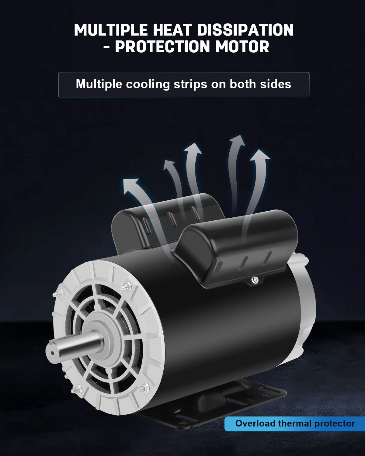 5 HP Air Compressor Electric Motor, 230V Air Compressor Motor 3450 RPM, Single Phase Motor, 56HZ Frame 7/8" Keyed Shaft for Air Compressor