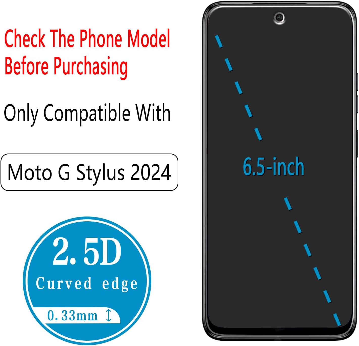 (2 Pack) 5G (2024) 6.7-inch Designed for Motorola Moto G Stylus Tempered Glass Screen Protector, Anti Scratch, Bubble