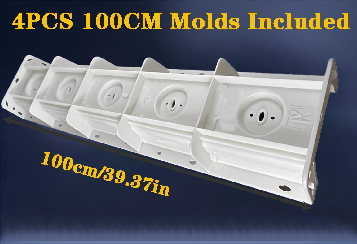 DIYUNIMOULD 4-Pack 39.4" Length Upgraded Heavy-Duty ABS Precast Line Molds with Alignment Holes, Concrete Edge Balcony Mold - Reusable & Time-Saving for DIY & Contractors (B)