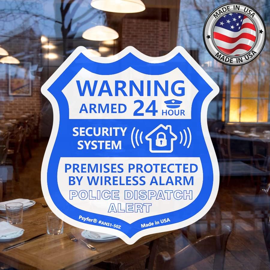 12 Pack Psyfer (Fade-Free) - Security & Alarm UV Stickers [Made in USA]