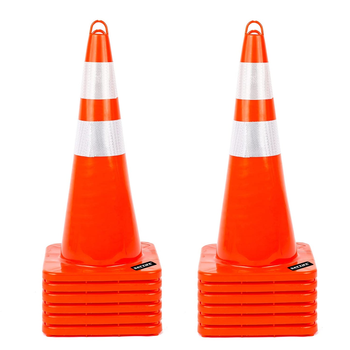 BATTIFE 12 Pack 28 Inch Traffic Safety Cones with Reflective Collars, Heavy Duty Orange Parking Cones for Road Construction and Traffic Control