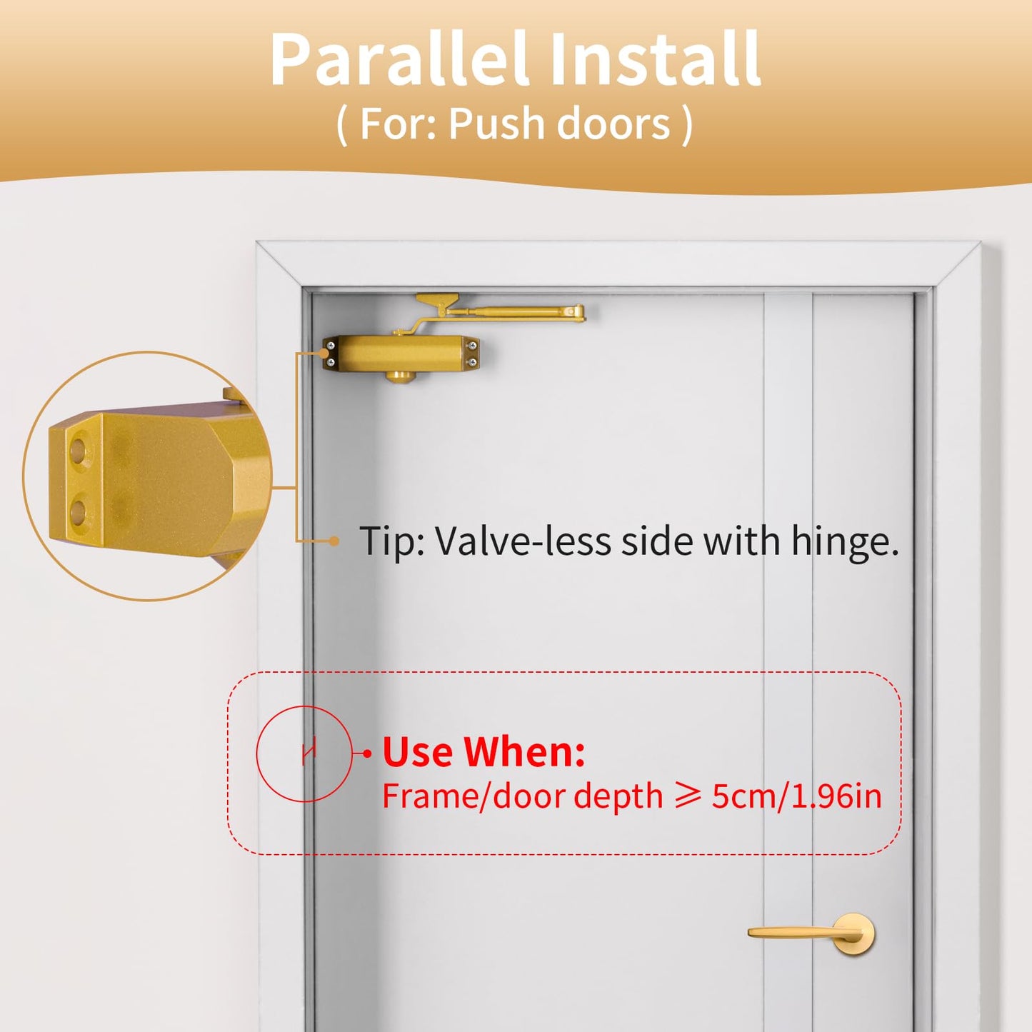 Baridwon Dullgolden Hydraulic Door Closer Medium Size, Automatic No Slam for Home & Commercial Use