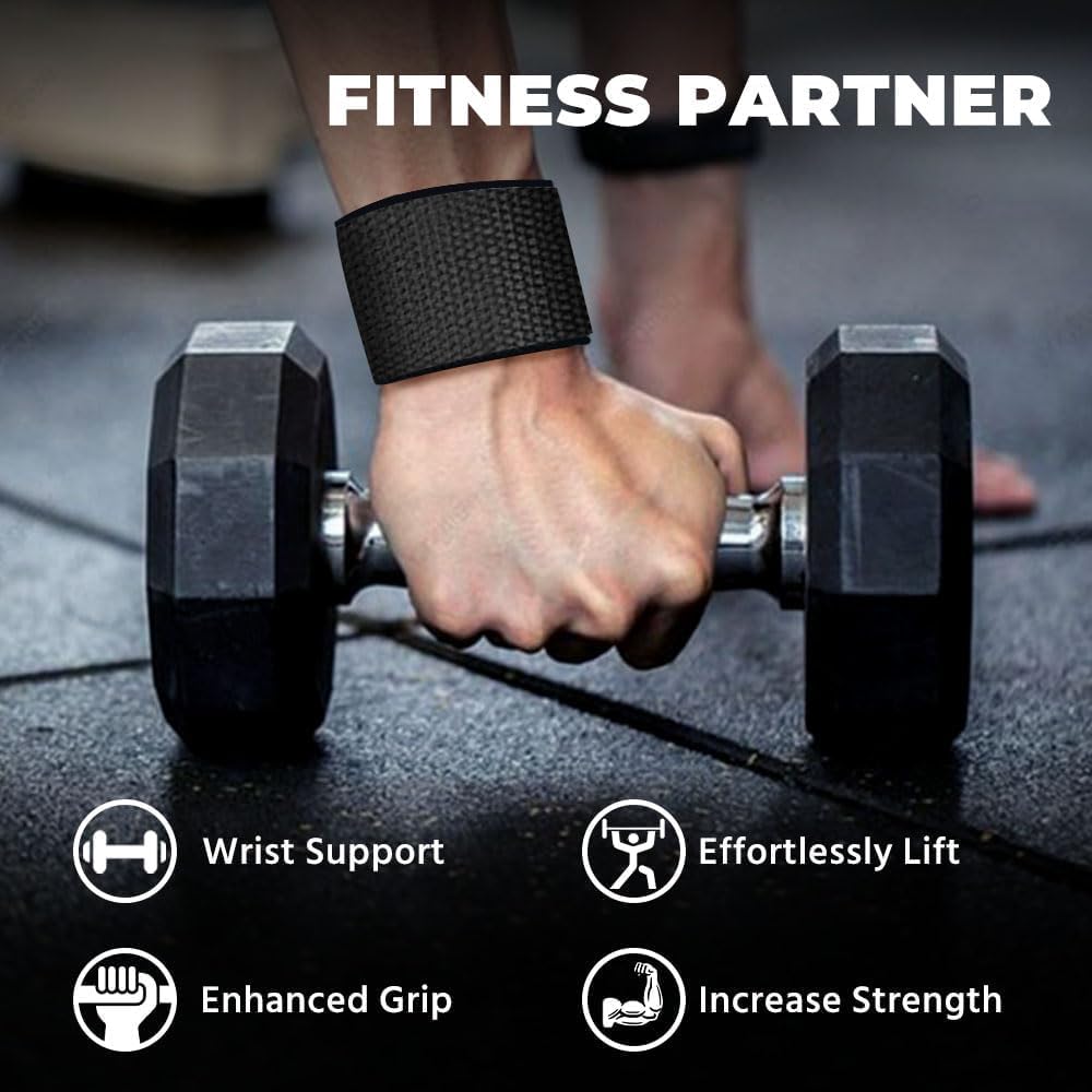 WSAKOUE Lifting Straps, Weightlifting Straps, Deadlift Straps with Padded Neoprene for Power Lifting, Bodybuilding, Gym Workout, Strength Training & Fitness Workout, Resistance -Black
